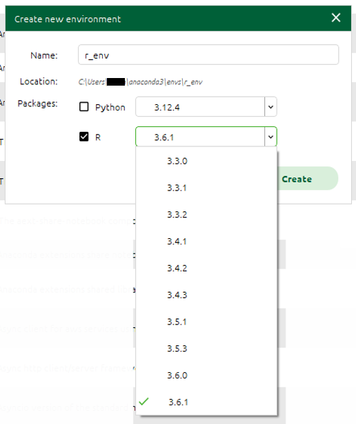 Anaconda Navigator dropdown